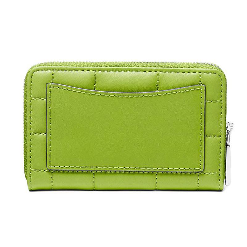 Michael Kors Small Leather Wallet With Silver Hardware And Zipper Closure Women Wallet Green 32S4SJ6D0L-PEAR