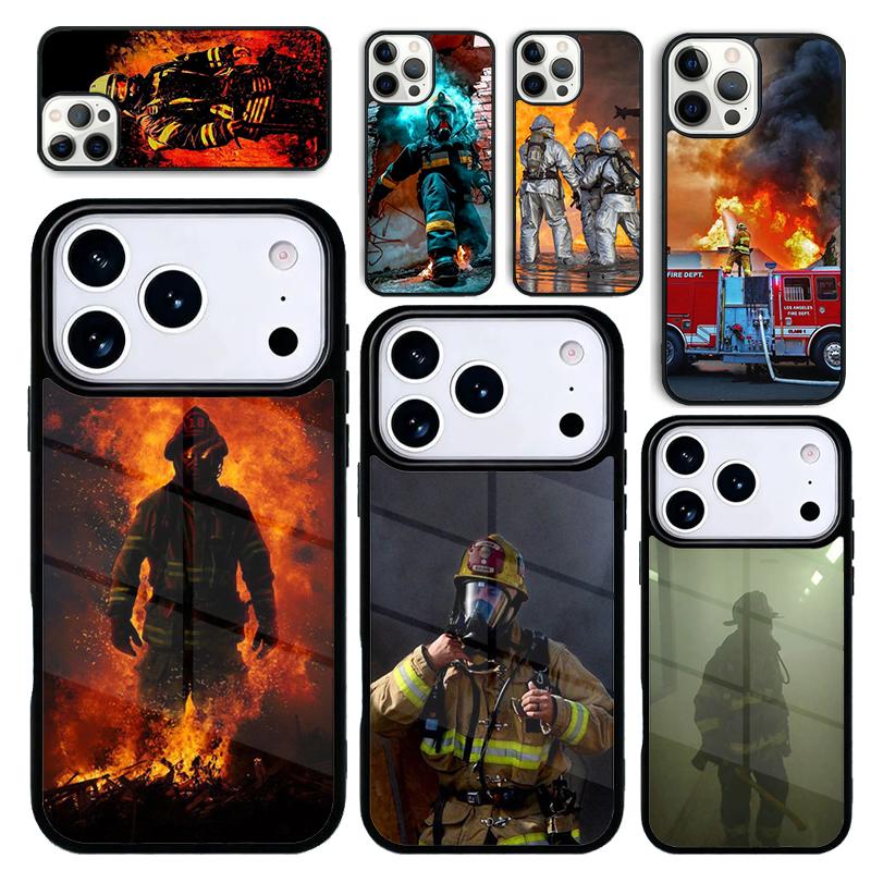 Capa Case for iPhone 17 Air 16 Pro Max 15 Plus 11 13 Mini 14 12 Back Phone Cover Firefighter Heroes