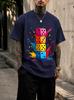 2026 New Pure Cotton Tshirt With Colorful Stacked Dice Ink Splash Graffiti Print Crew Neck Short Sleeve Casual Top