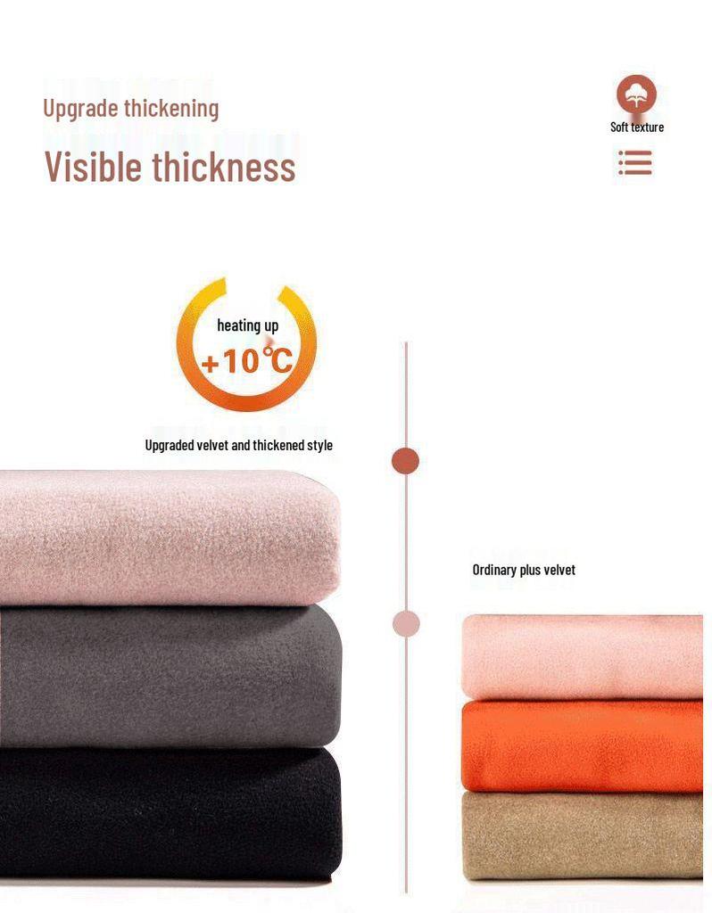 Unisex Plus Size Thermal Underwear Set with Thickened Velvet and Lambskin, Round Neck, for Autumn and Winter