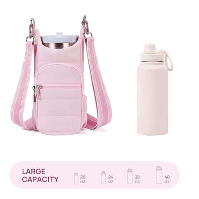 Yousheng Quilted Crossbody Water Bottle Bag with Pockets Women Kettle Bag Soft Padded Sling Bag for Outdoor Camping Sports Travel