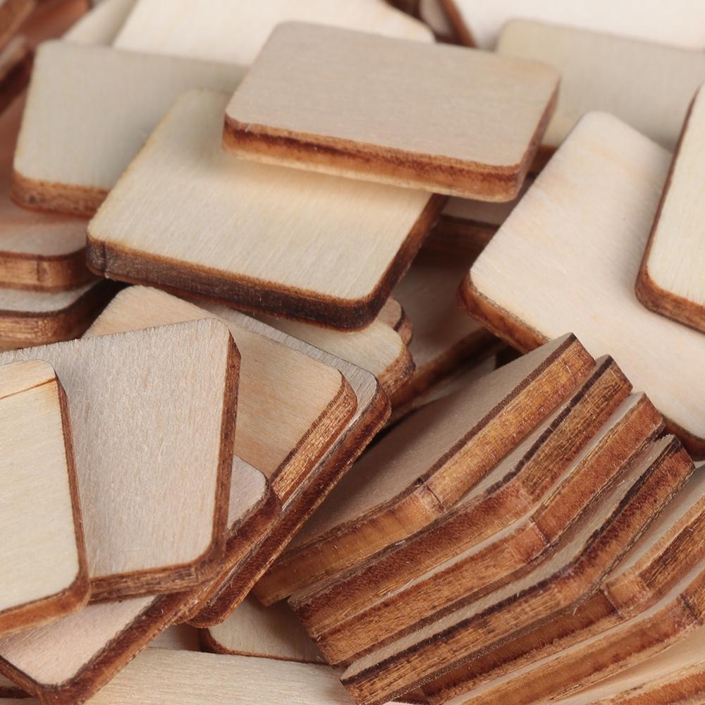 DIY Schreiben Hochzeitsdeko Scrapbooking Leere Plakette Ornament Holzanhänger Quadratische Holzteile