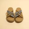 Cross-band slim sandals women 2025 new summer leisure seaside vacation one-word stepping on shit thick-soled slippers