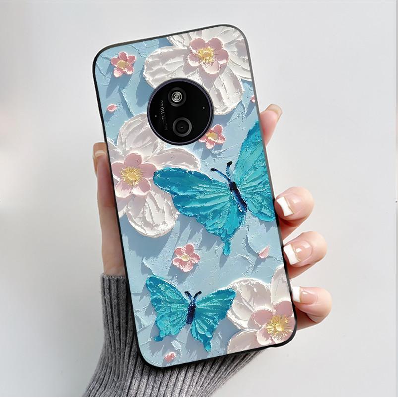 Printed Phone Case For Nokia 110 4G 2024/HMD 110 4G/Nokia 125 4G 2024 Soft Silicone Black Shell Cover Cute Flower Cartoon Casing