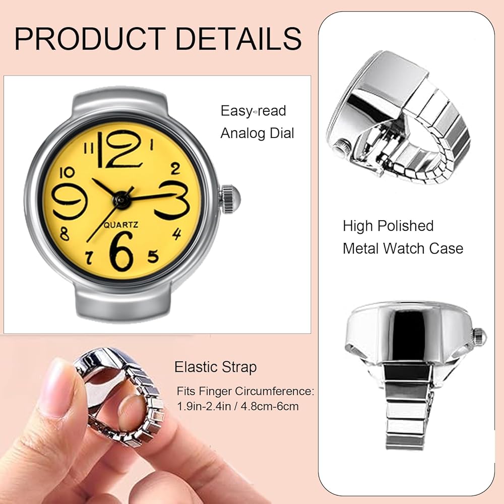 JewelryWe Stainless Steel Analog Quartz Watch Ring Waterproof Business Casual Fashion Accessory