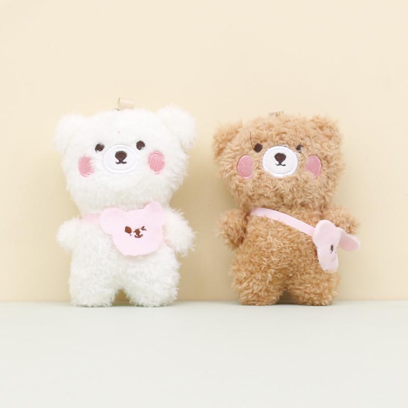 Cute Pink Bag Bunny Plush Toy Keychain Soft Short Plush Stuffed Animal Doll