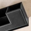 Leather Double Pen Holder - Multifunctional Desktop Storage Box for Office Stationery