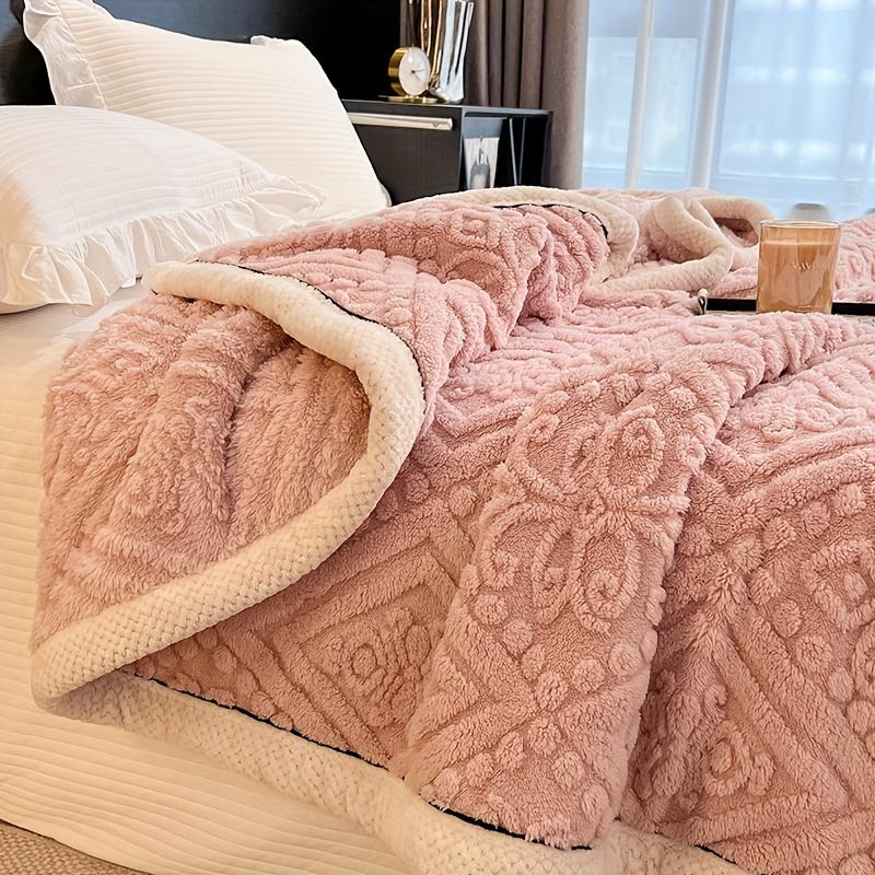 Luxury carving lamb fleece Thick Blanket Warm Blanket for Bed Soft Fluffy Sofa Cover Blankets Super Warmth Winter Throw Blankets