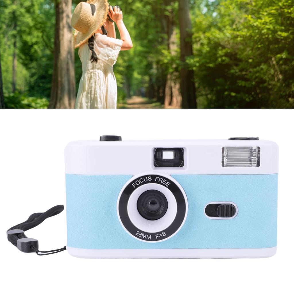 35mm Film Camera 28mm F/8 Reusable Retro Film Camera with Flash 27 Color Films for Students Adults Birthday Gifts
