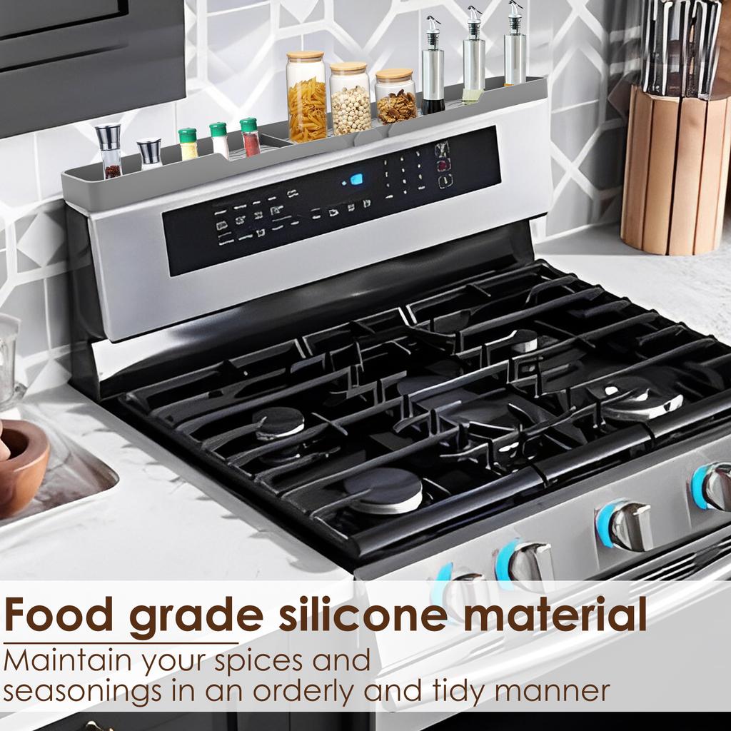 Kök Spishäll Kryddhylla 30 Tum Silikon Magnetisk Hylla Med 3 Funktionella Avdelare för Redskap Kryddorganisation