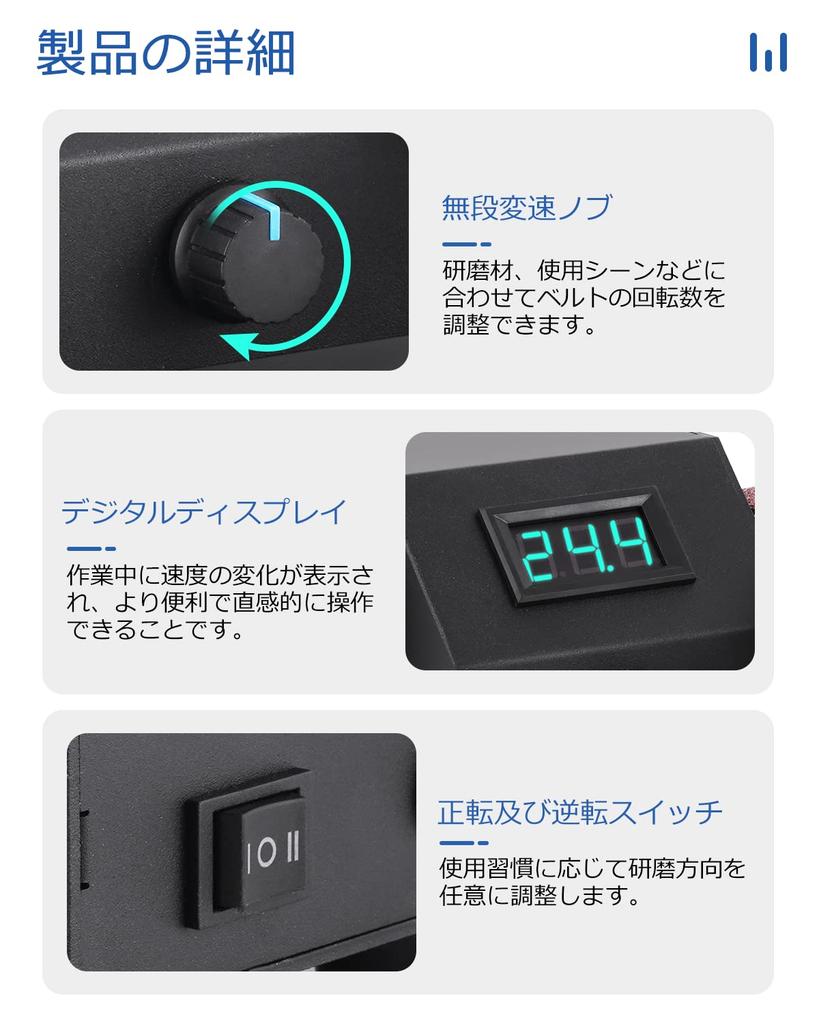 BAOSHISHAN Electric Belt Adjustable Speed Forward and Reverse DIY Polishing and Grinding Adjustable Desktop Belt Infinitely Variable Voltage Sander,