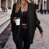 Women's Solid V-neck Loose Knit Cardigan, Autumn Winter Long Sleeve Casual Sweater Coat For European American