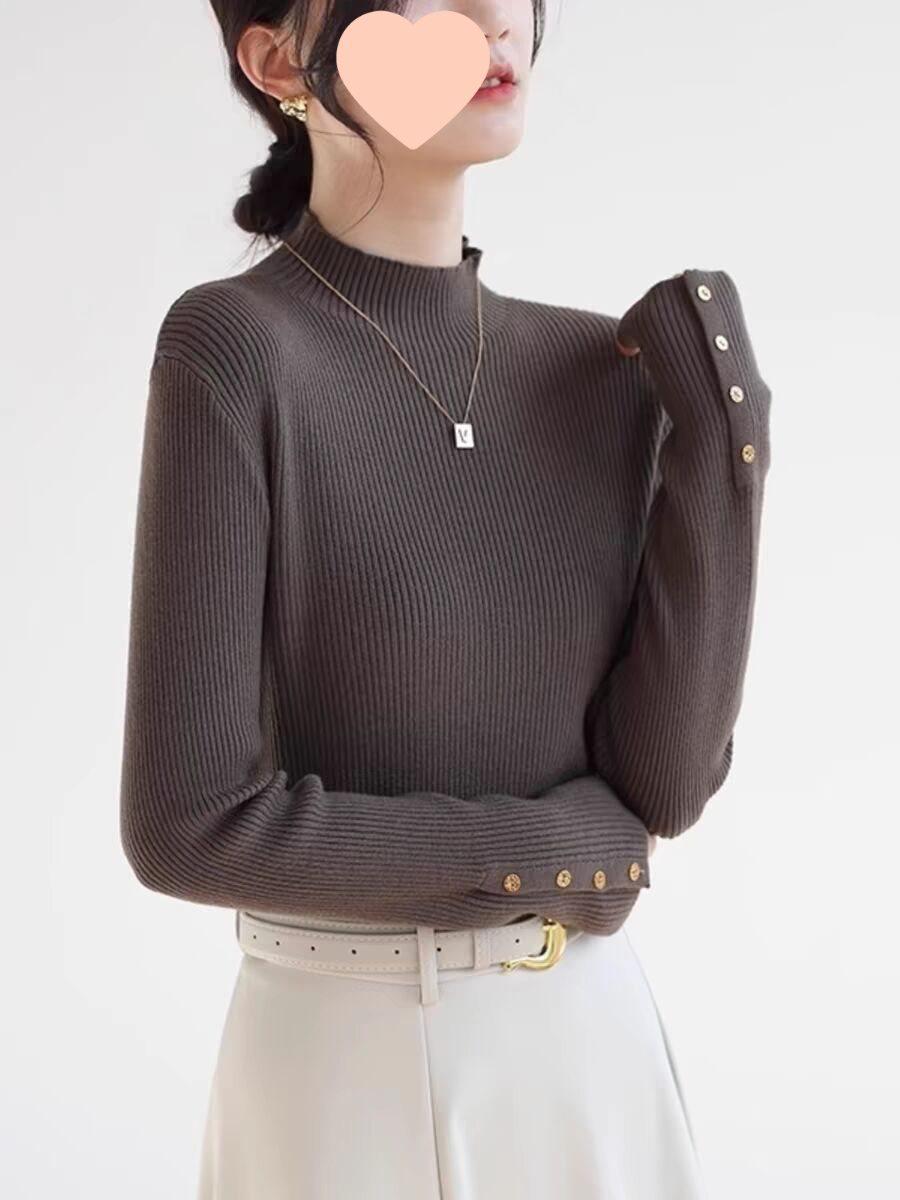 

Women s Dark Grey Half-High Neck Knitwear Sweater – Stylish Base Layer for Spring & Autumn 2025 Large