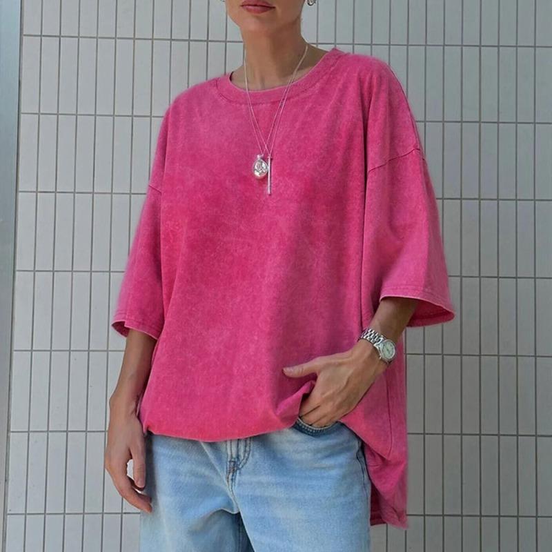 Bornladies 100% Cotton Retro T-shirt Men Women Vintage Short-sleeve Wax printing T Shirts Solid Color Hip Hop Loose Tees