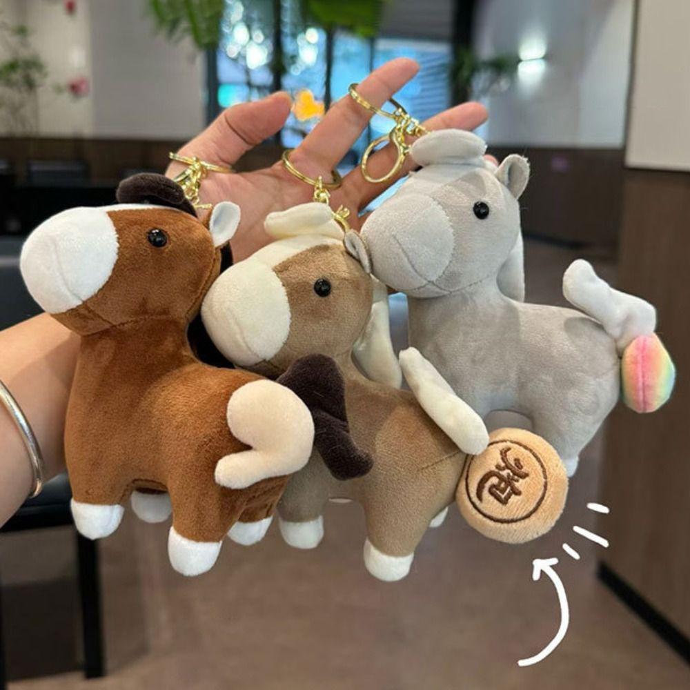 Cute Pullable Plush Horse Pendant Mascot Dolls Plush Horse Doll Pendant Car Decoration