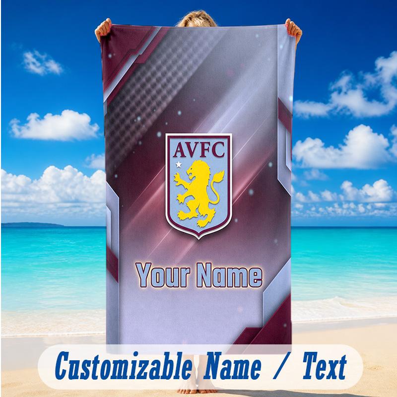 Beach Towel Custom Name Text, Quick Dry Large Towel For Beach HomeAston Villa