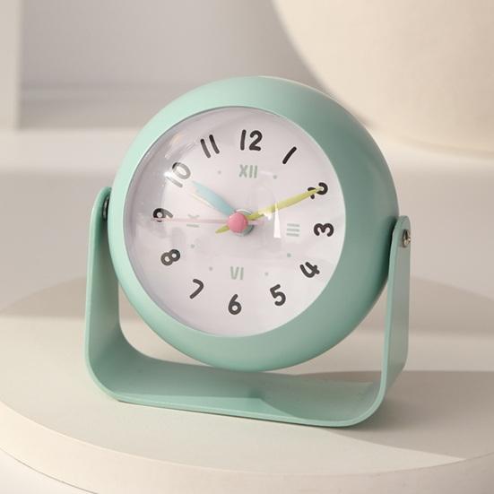 Rotatable Analog Alarm Clock with Night Light Non-Ticking Silent Battery Operated Bedroom Digital Desk Clock Children Students Birthday Gift