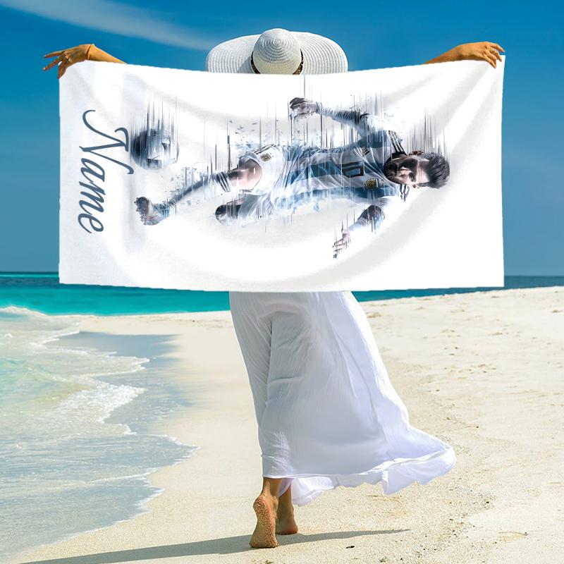 Personalized Argentina Football Celebration Beach Towel Microfiber Beach Towel Thin Absorbent for Beach Swimming Yoga Bath Sports. 0910348