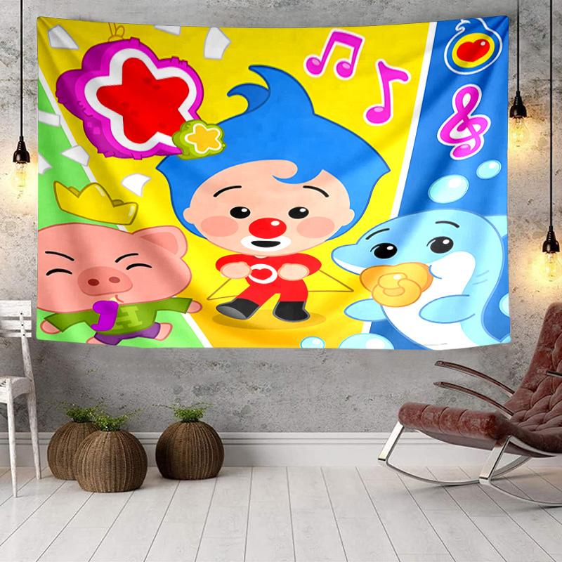 Happy Plim Friends Tapestry, Unique Design Tapestry, Wall Decor for Bedroom,Livingroom, Playroom,Heartwarming Fan Holiday Gifts
