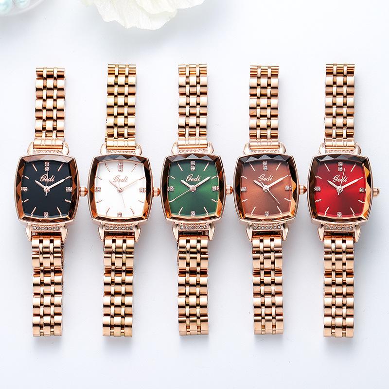 Rose Gold Steel Belt Watch Women'S Fashion Casual Diamond-Encrusted Waterproof Quartz Women'S Watch