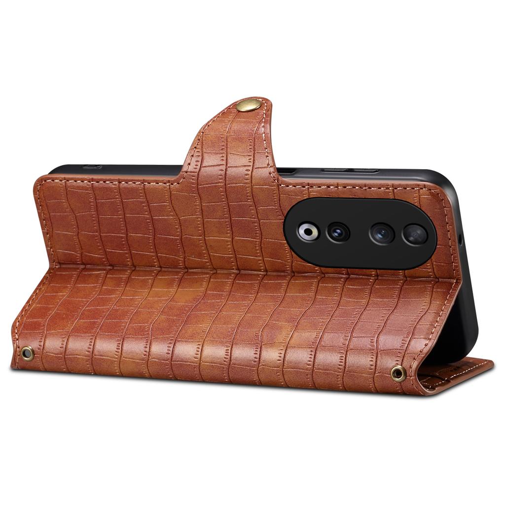 Wallet Phone Cover for Honor 90 Leather Case with Folding Stand Crocodile Texture