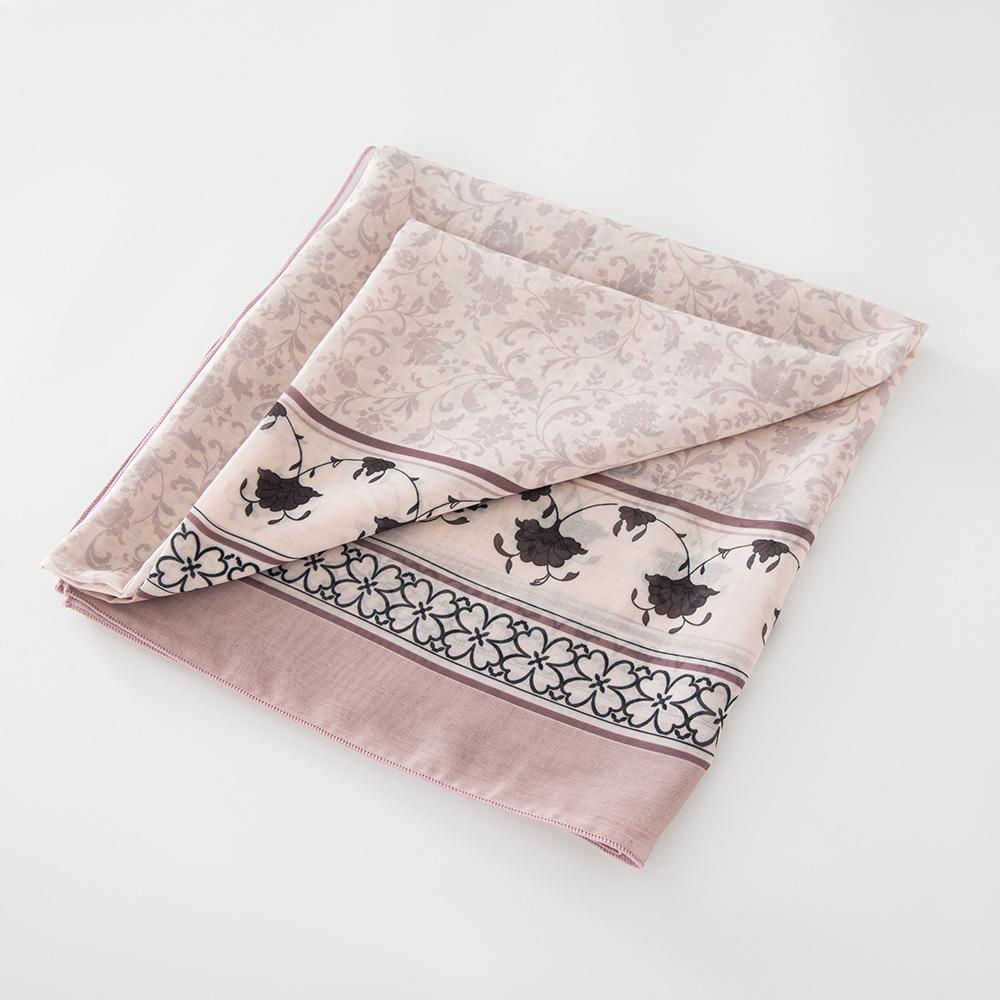 Floral Print Square Scarf with Right Angle Hem