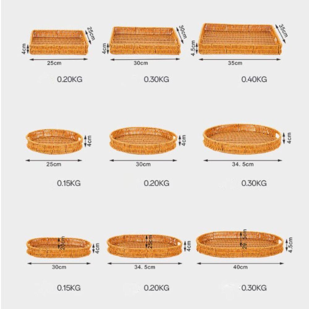 Khaki Bread Fruit Vegetables Basket Hardness Restaurant Serving Tabletop Display Rattan Basket
