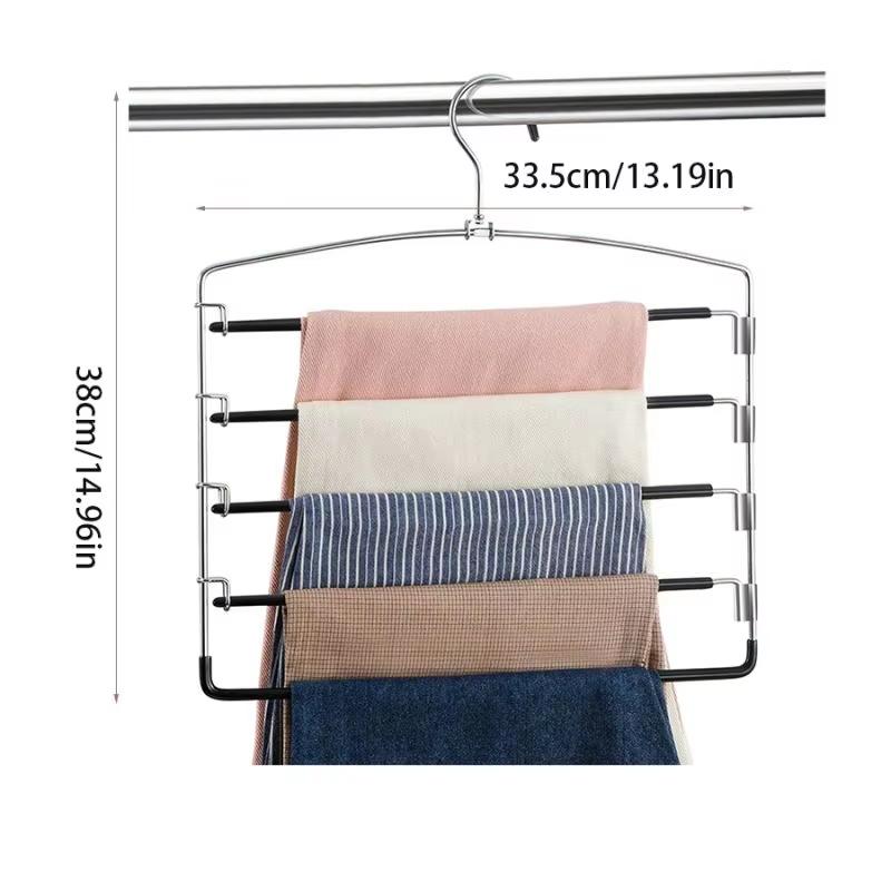 Pants Hangers Non Slip Space Saving Hangers Multi-Layer Swing Arm Pants Hanger Stainless Steel Space Saver Hanger Closet Storage