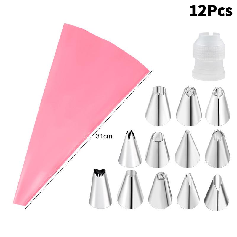 Stainless Steel Piping Nozzle Set,Cake Decorating Tools, Cream Glue Piping Nozzles,Thickened EVA Piping Bags