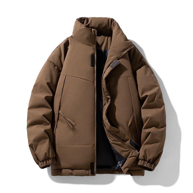 

Winter Thickened Cotton-padded Clothes Men s Stand-up Collar Bread Clothes Loose Casual Cotton-padded Jacket S коричневый