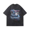 Men'S Half-Sleeved T-Shirt American Hip-Hop Retro Print Oversize Washed Short-Sleeved T-Shirt