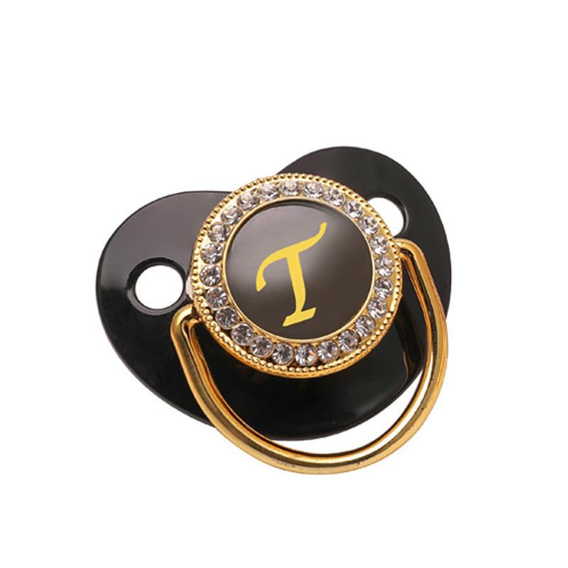 Cross-Border Baby Pacifier with 26 Black Diamond Letters