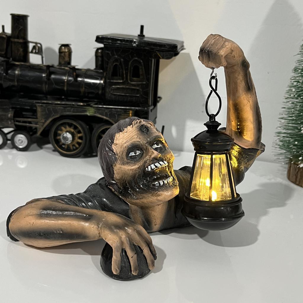 Lanterna Zombie Scultura Horror di Halloween, Ornamento d'Atmosfera, Decorazione Giardino Cortile