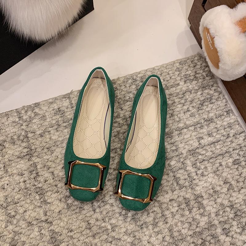Damskie Buty Styl Wiosna i Jesień Kwadratowy Nosek Ozdobna Klamra Mokasyny Codzienne Płaskie Buty, Wszechstronne Buty dla Kobiet, Do Użytku Profesjonalnego