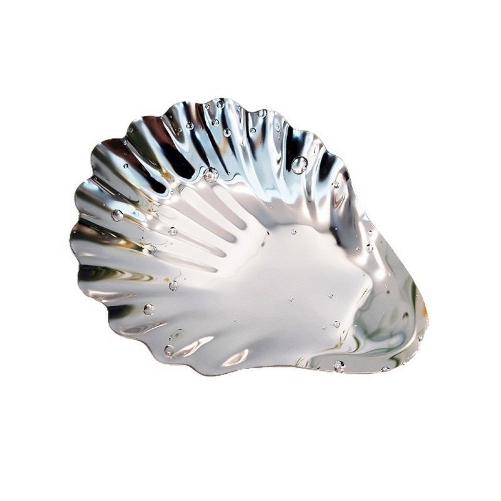 

New 304 Stainless Steel Plate Shell Shaped Dish Silver Jewelry Storage Cheese Dessert Dish Plate Tray Soap Box Table Decoration