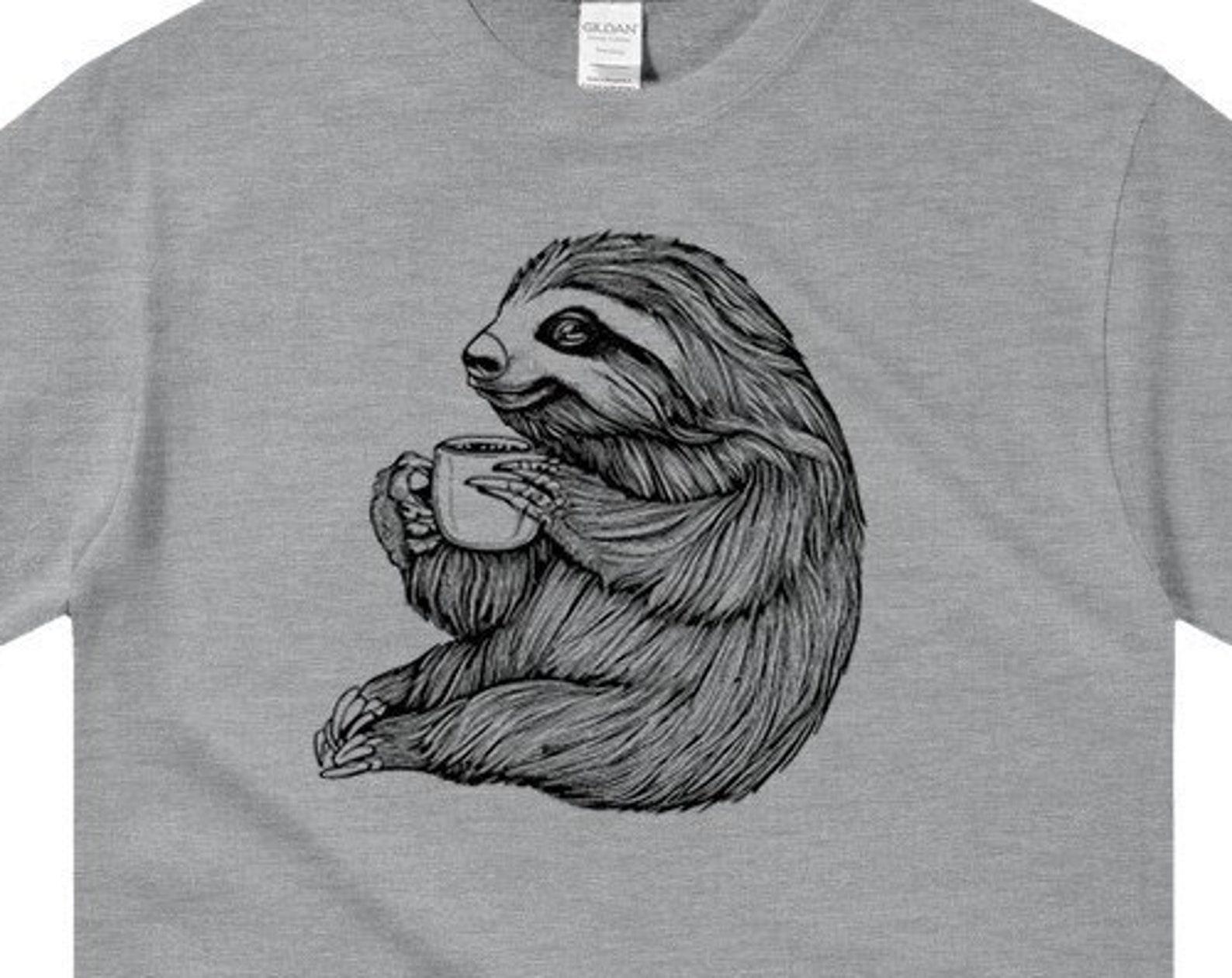 Sloth Sipping Tea Shirt, Animal Lover Shirt, Gifts For Him, Sloth Gifts, Funny Animal Shirt, Cute Animal shirt, Gifts For Her M
