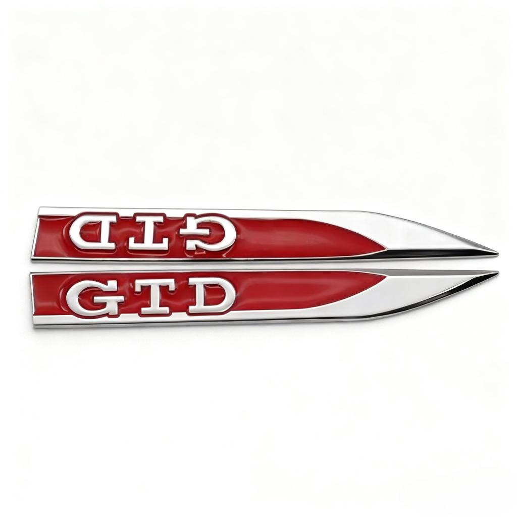2pcs Metal GTD Letters Logo Badge Car Stickers Car Wing Fender Side Blade Sports Emblem Accessories for Golf MK5 MK7 5 6 7 Polo