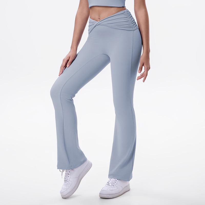 

Брюки для йоги клеш с плиссировкой и высокой талией - Женская одежда для фитнеса и танцев с эффектом подтяжки бедер M