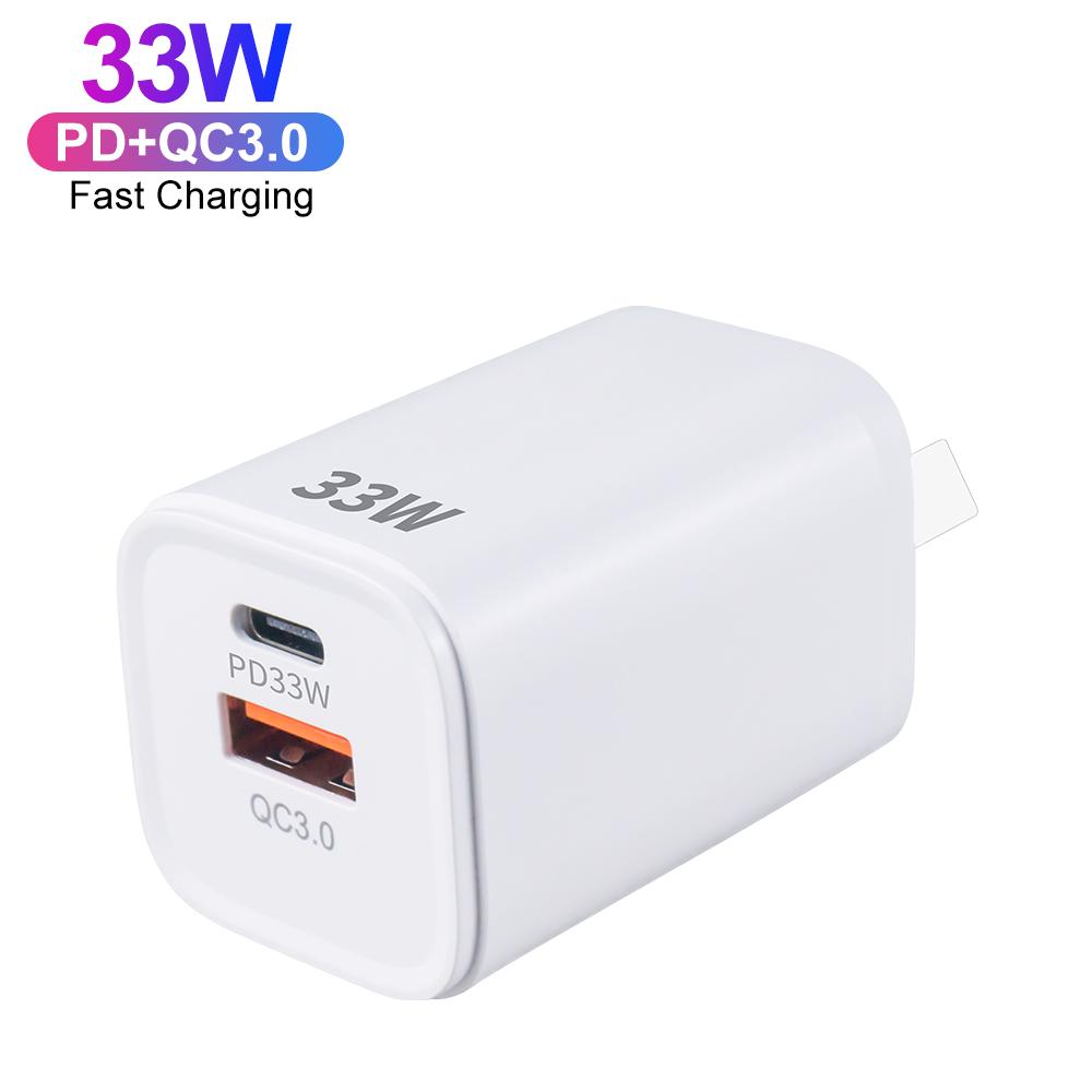 Neues AU-Ladegerät 33W Schnellladegerät USB-C Einzel-USB C Typ C 33W Mini Gan Schnellladeadapter für iPhone Xiaomi Vivo Oppo