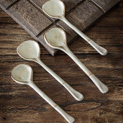 Serie Colección de Flores Cuchara Cuchara de Cerámica Gruesa Cuchara Doméstica Estilo Retro Cuchara para Remover el Té de la Tarde Lujo Ligero Retro
