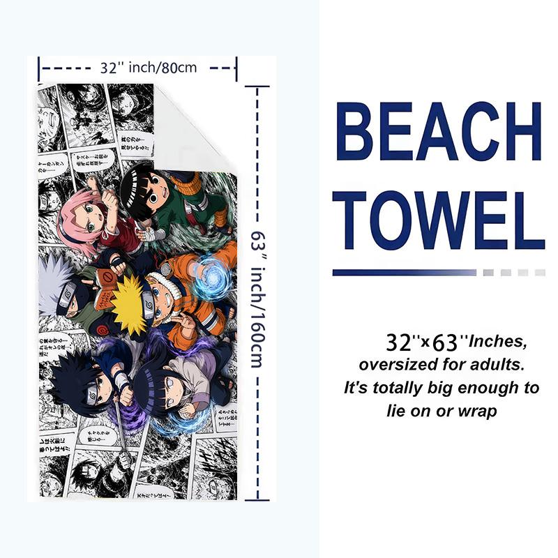 Anime Uzumaki Naruto Print Beach Towel, Large Soft Quick Dry Towel for Beach Camping Swimming