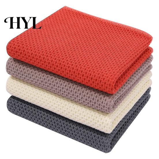 Long-lasting Dish Towel Cotton Waffle Weave Kitchen Cloth Solid Color Ultra Soft Absorbent Quick Drying Cleaning Rag Hair Hat