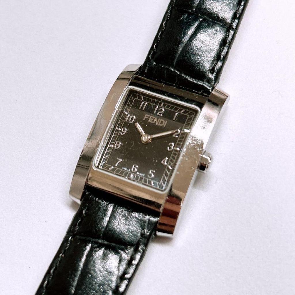 Used Working Fendi FENDI Watch Square Black Y2k 00s 008 Black Dial Quartz Working Working