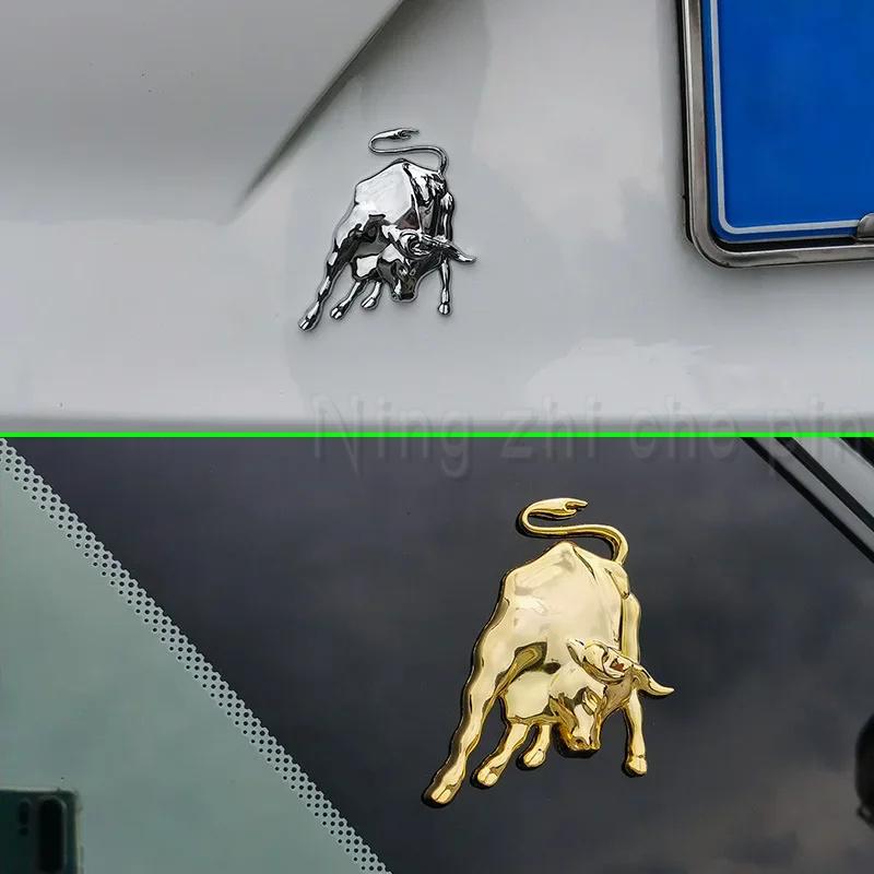 Universal Metal Stainless Animal Car Accessories Badge Fight Bull Fly Horse for Ferrari Lamborghini Emblem 3D Sticker Decoration