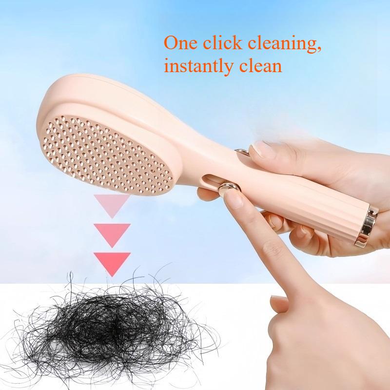 Female Retractable Anti-static Massage with One Click Cleaning Comb