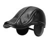 Winter Middle-Aged and Elderly PU Forward Cap Outdoor Velvet Warm Ear Protection Cap Old Head Cap