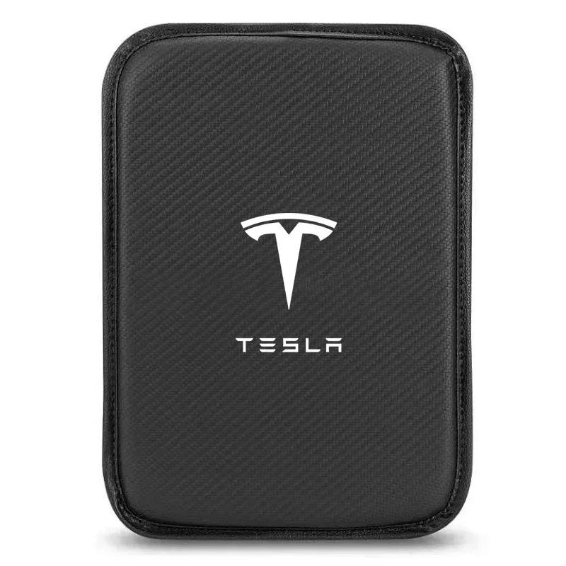 

Center Hub Cap Leather Car Console Box Pad Car Armrest Cushion Cover for Tesla Model 3 2021 S X Y CAR Roadster Invader Style