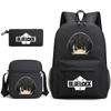 3 Piece School Backpack Set for Students Large Capacity Oxford Cloth Schoolbag with Shoulder Strap and Pencil Case