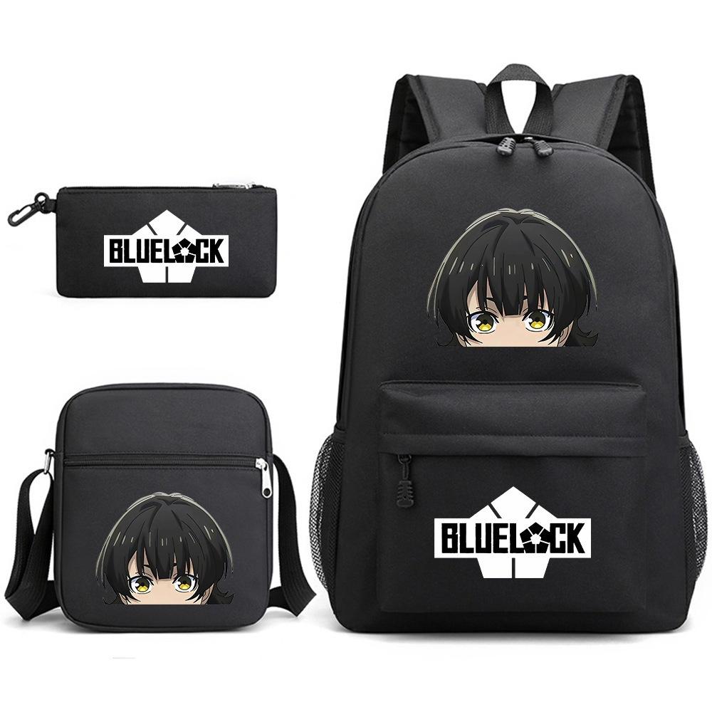 3 Piece School Backpack Set for Students Large Capacity Oxford Cloth Schoolbag with Shoulder Strap and Pencil Case