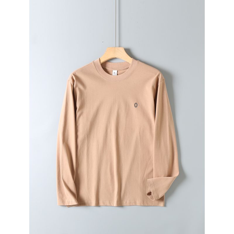 Original Foreign Trade Surplus Japanese-Style All-Cotton Brushed Long-Sleeve T-Shirt, Unisex Couple Style, Soft Casual Loose-Fitting Base Shirt